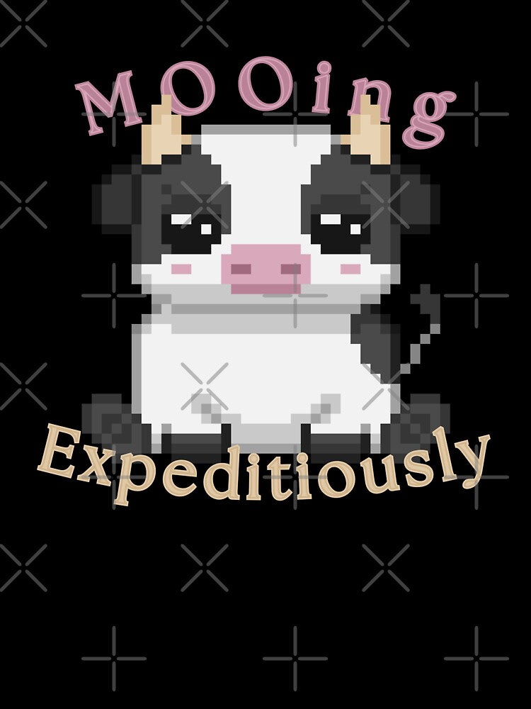 MOOing Expeditiously Pixel Art | Cozy Meme Plush by JAVbyBR Unisex , , , Long Sleeve Tee