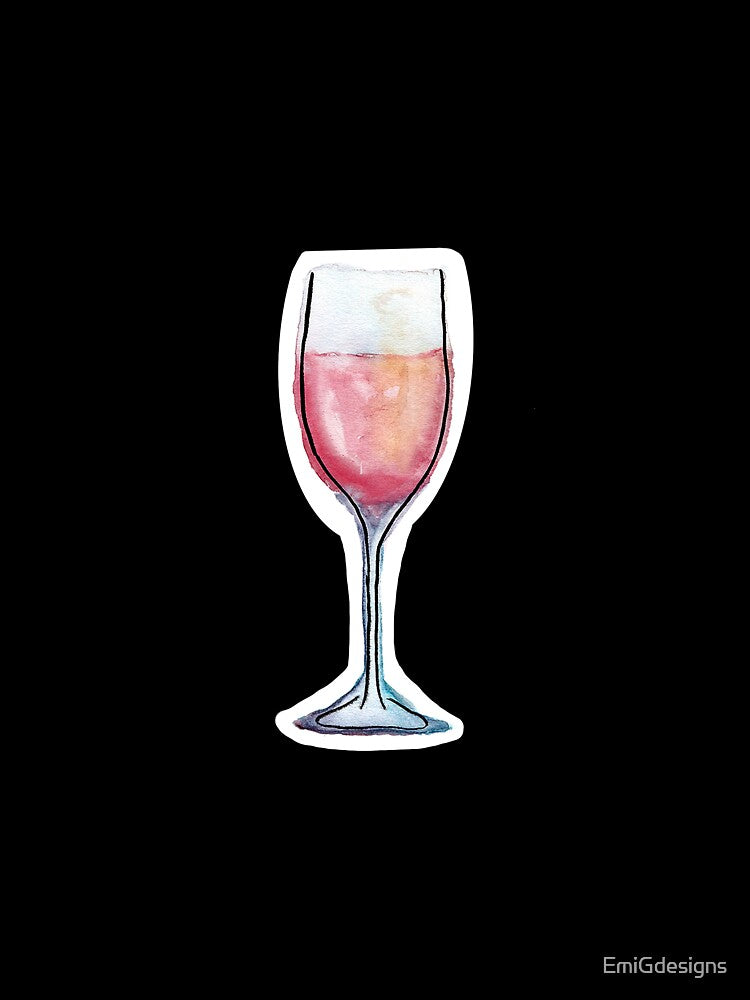 rose wine watercolor illustration by EmiGdesigns Unisex , , , Long Sleeve Tee