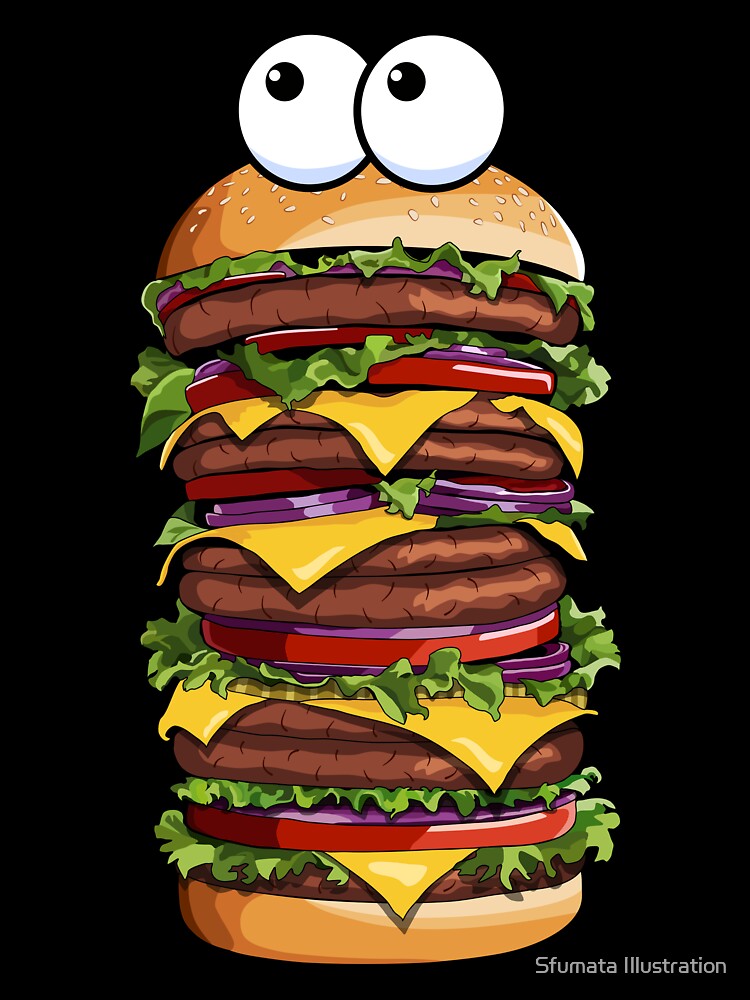 Monster Burger by Sfumata Illustration Unisex , , , Long Sleeve Tee