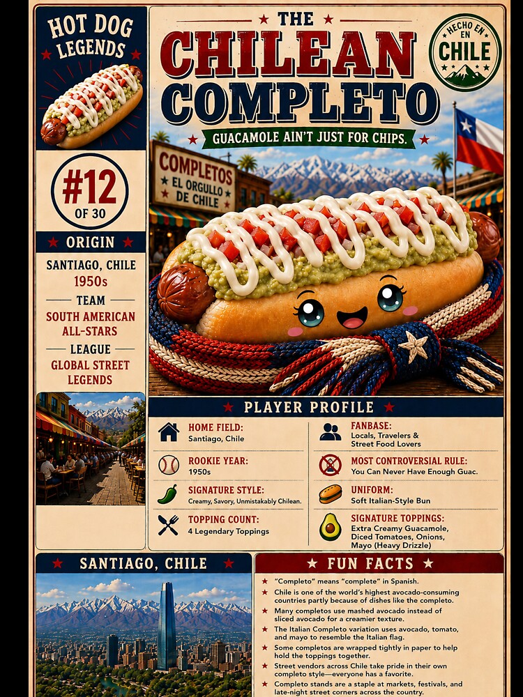 Hotdog Heros Chilean Completo Dog by 1mooreroy Unisex , , , Long Sleeve Tee