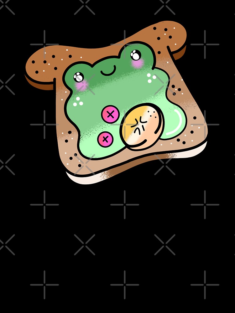 Cute adorable Kawaii froggy bread cartoon by Quacktails Unisex , , , Long Sleeve Tee