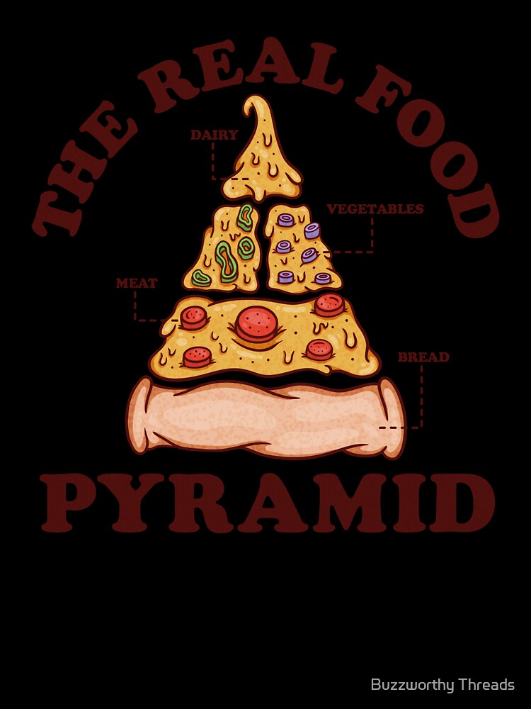 The Real Food Pyramid - Pizza Lover by Buzzworthy Threads Unisex , , , Long Sleeve Tee