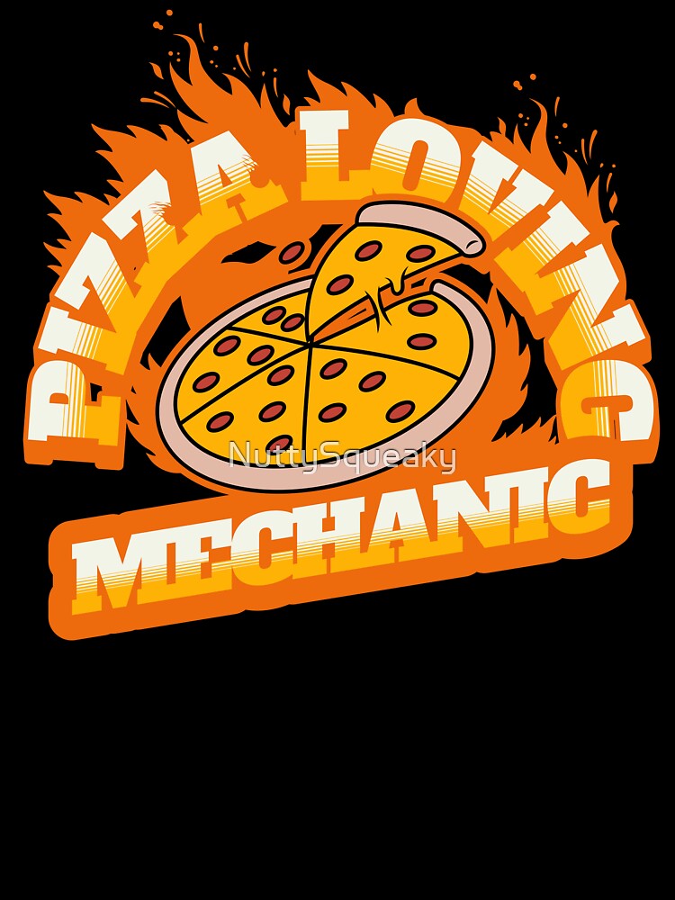 Pizza Loving Mechanic by NuttySqueaky Unisex , , , Long Sleeve Tee