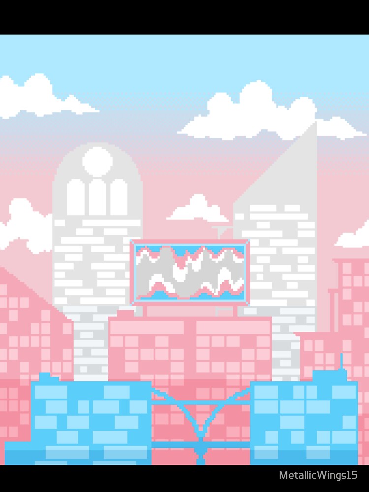 Pixel Trans Pride City by MetallicWings15 Unisex , , , Long Sleeve Tee