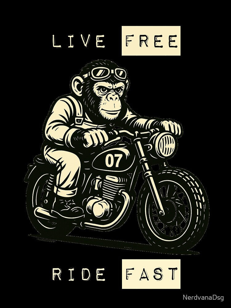 Monkey on motorcycle by NerdvanaDsg Unisex , , , Long Sleeve Tee