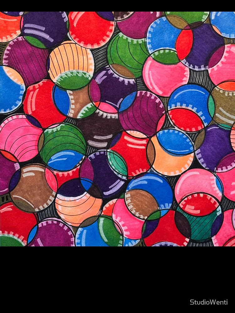 Vibrant Colorful Bubbles - Hand Drawn Marker Pattern by StudioWenti