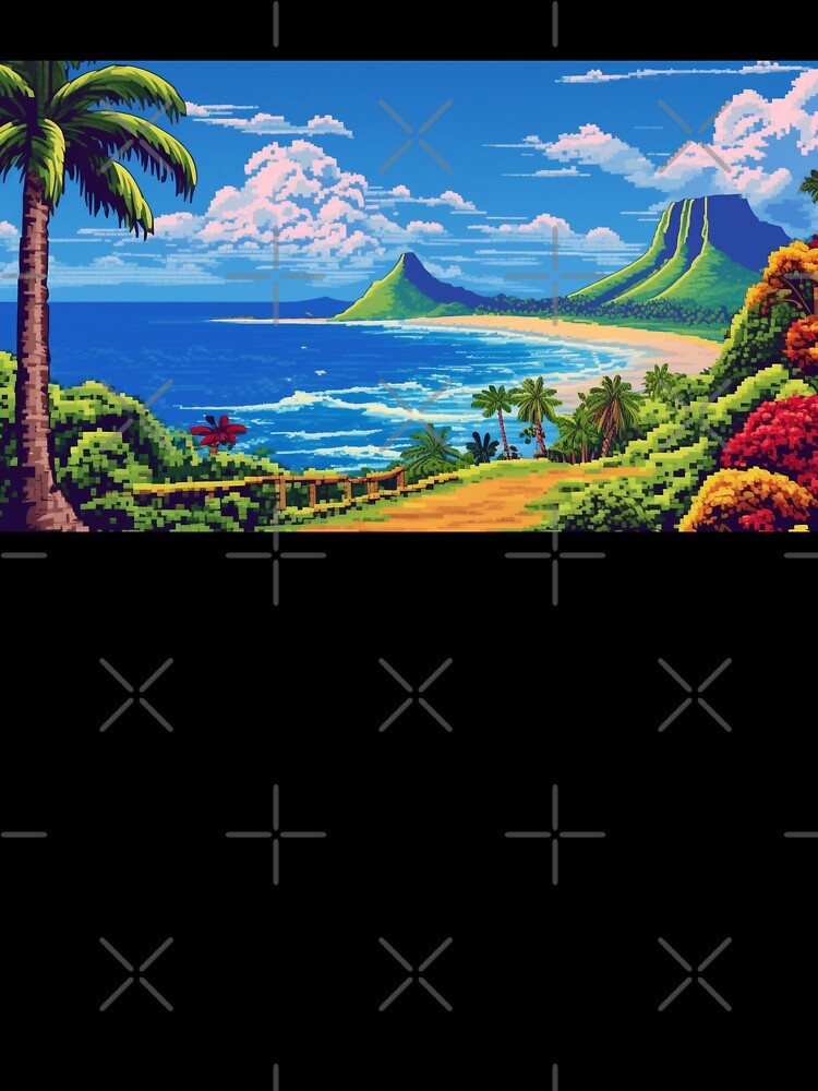 Island Pixel Art Beautiful Landscape vol.3 by ilomuilo Unisex , , , Long Sleeve Tee