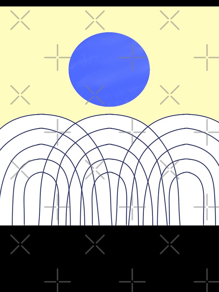 Abstract Illustration of a Blue Circle with Overlapping Lines on a Yellow Background by Beautiful art store