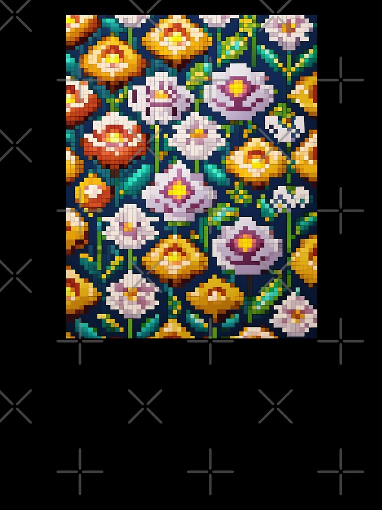 pixel flower pattern 2 by ilomuilo Unisex , , , Long Sleeve Tee