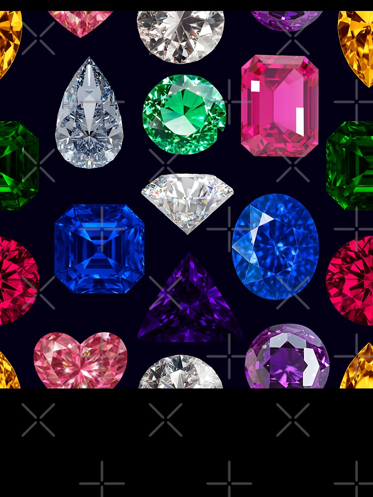 Rainbow Gemstone Seamless Pattern - Retro Bejeweled Luxury by Niji Hibana