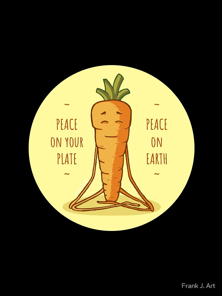 Cute yoga vegan veggies - carrot by Frank J. Art