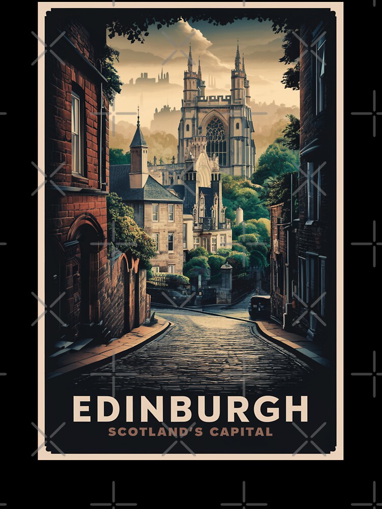 Edinburgh Vintage Travel Poster by TravelerRat Unisex , , , Long Sleeve Tee