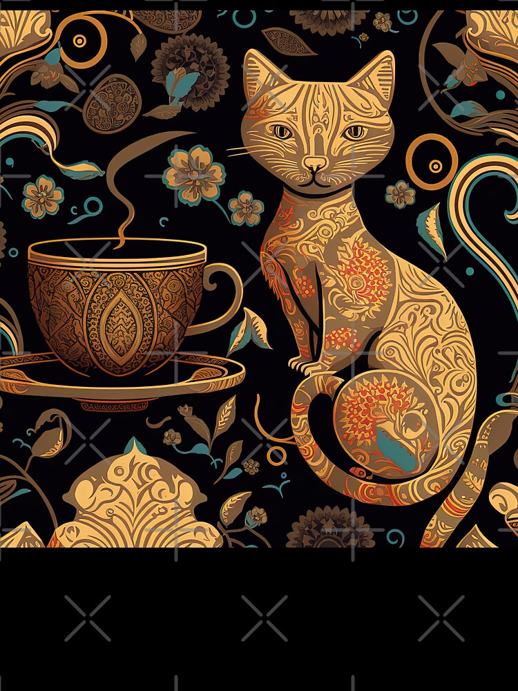 Cat and Coffee Design by Juliascutecornr Unisex , , , Long Sleeve Tee