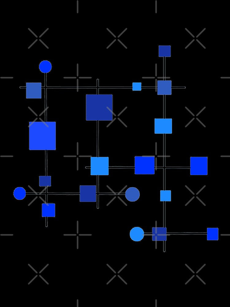 Mid-Century Modern Lines with Blue Squares and Circles by lmers12
