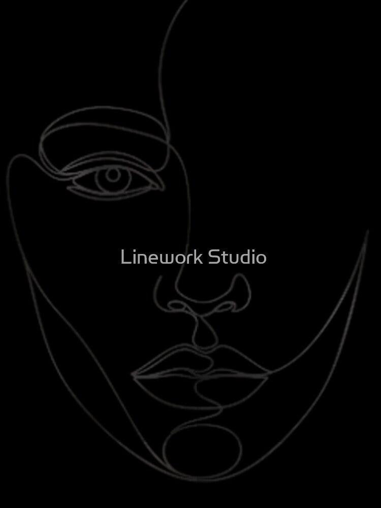 Minimalist One Line Face Art - Abstract Continuous Line Drawing by Linework Studio