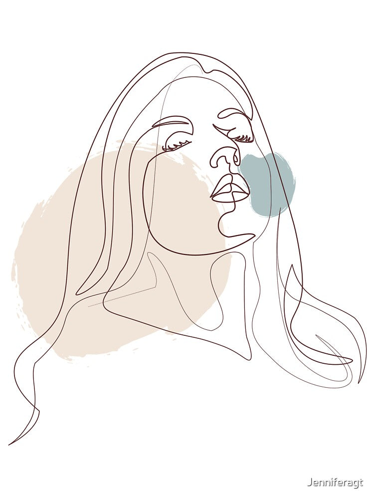 Continuous Line Drawing Of Woman Face - Single Line Art by Jenniferagt