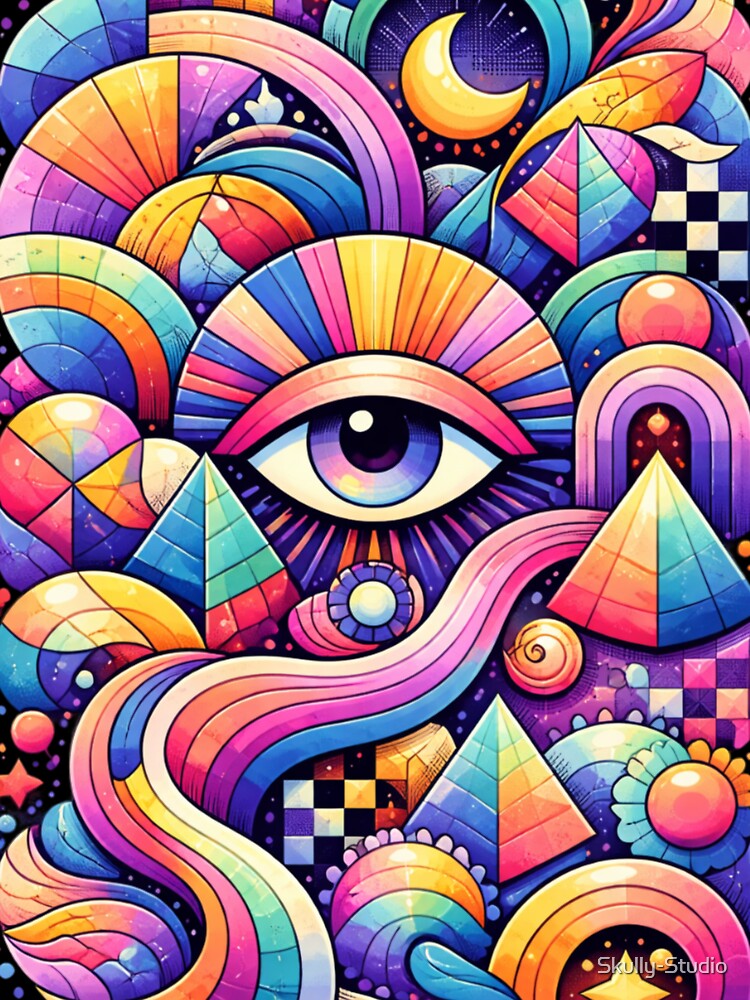 "Psychedelic Cosmic Eye: Abstract Geometry & Pyramids" by Skully-Studio