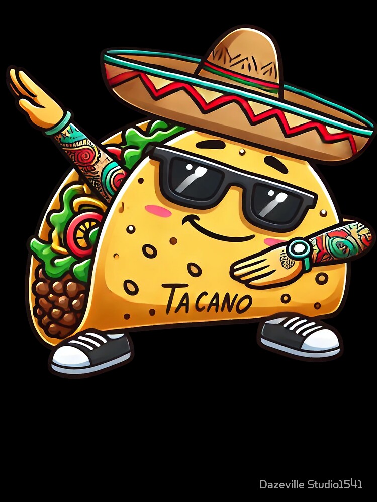 Cool Dabbing Taco in Chicano Style by Dazeville Studio1541 Unisex , , , Long Sleeve Tee