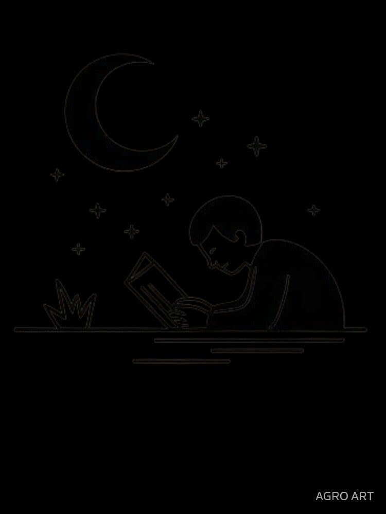 Introvert Design – Person Sitting Alone (Moon) by AGRO ART Unisex , , , Long Sleeve Tee