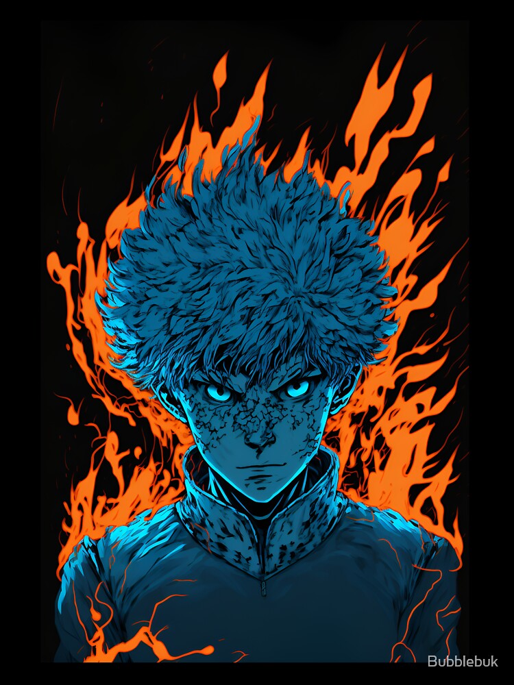 Anime Boy Blue Fire Powerup by Bubblebuk