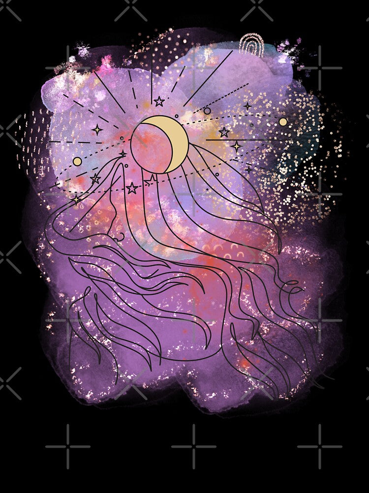 Woman With Moon And Stars, Space Galaxy Overlay by ORA_ORA