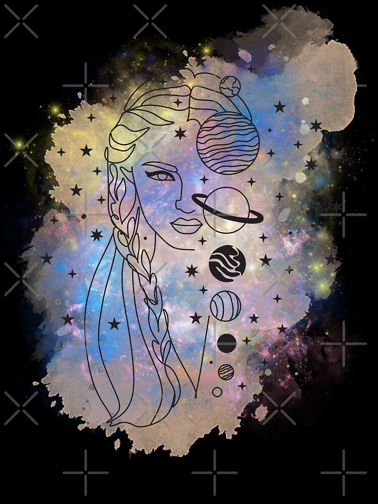 White Pastel Abstract Galaxy Overlay, Girl With Stars by ORA_ORA