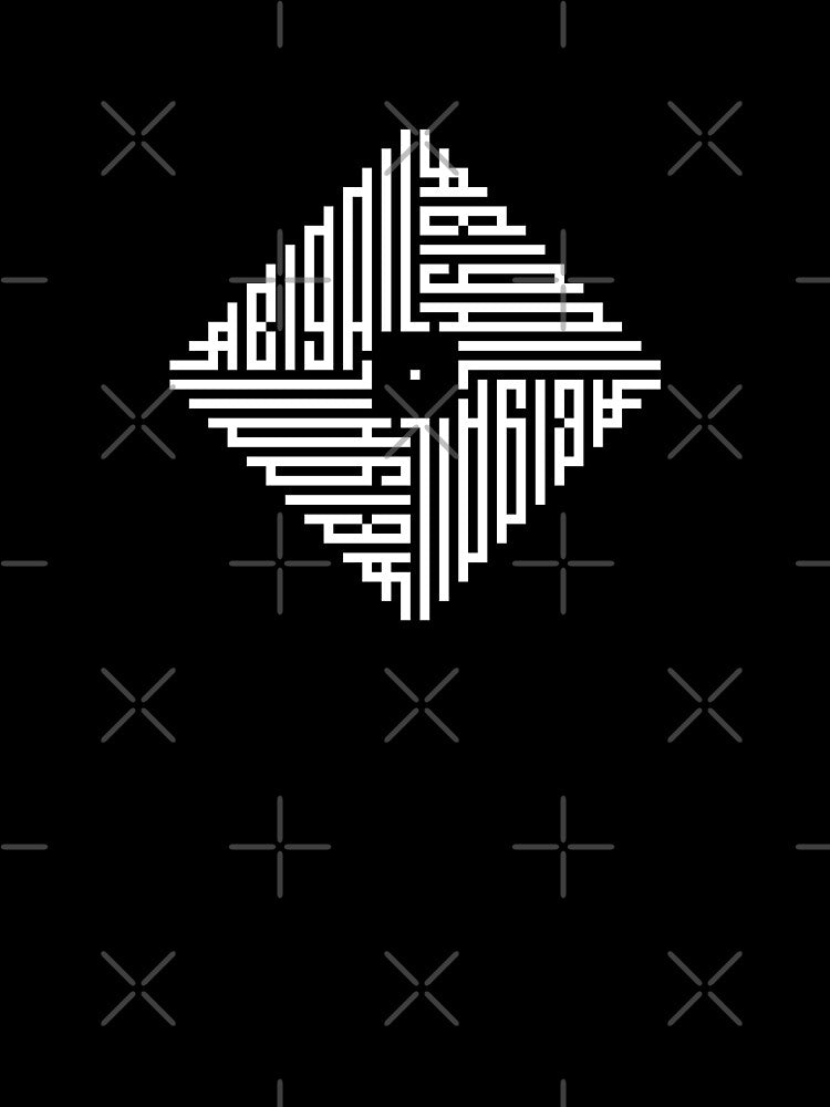 ABIGAIL | White | Modern Geometric Kufi Calligraphy | From Name to Art by FOR YOUR NAME Unisex , , , Long Sleeve Tee