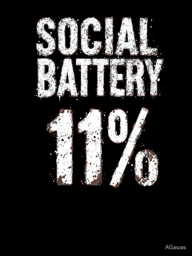 Funny Social Battery 1% Introvert Humor Design by AGawas Unisex , , , Long Sleeve Tee