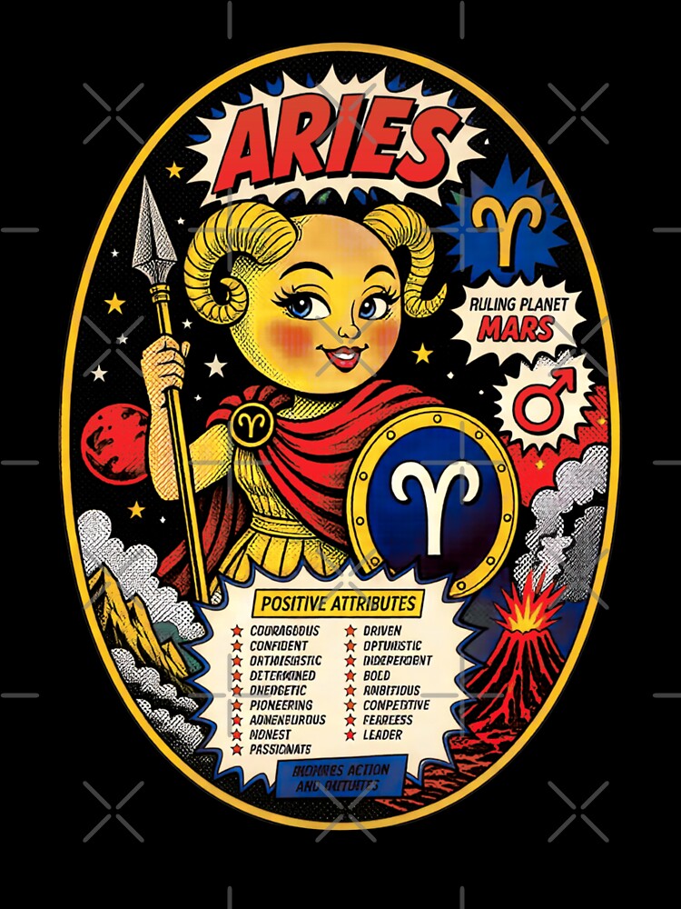 Pop Art of the Cosmos - Aries by Cosmocharis Unisex , , , Long Sleeve Tee