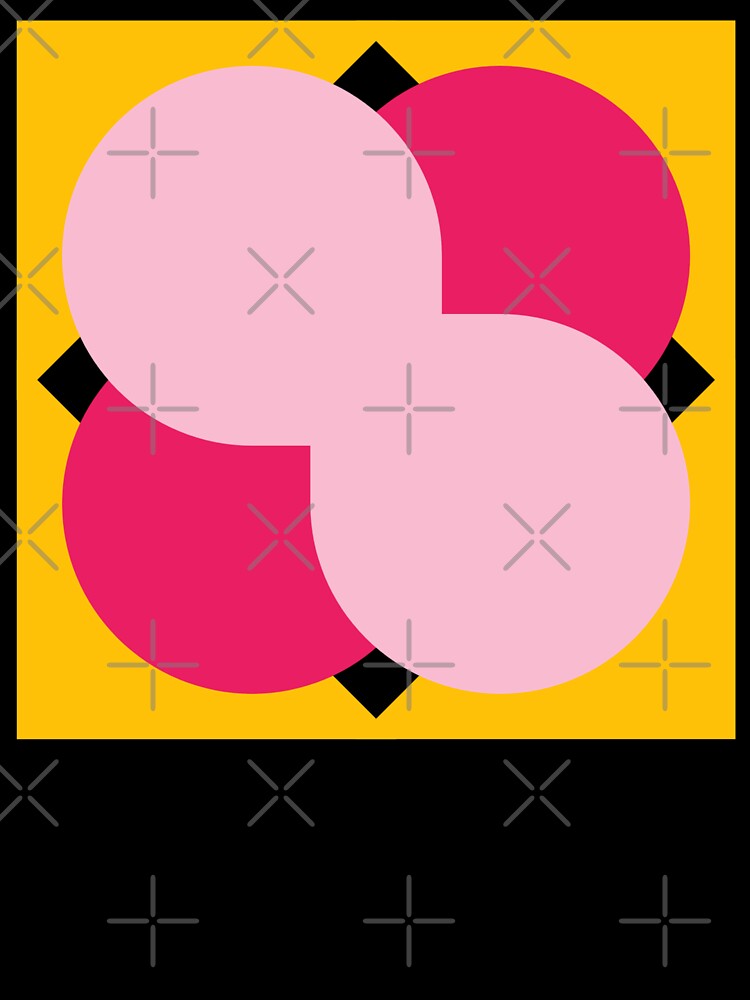 Vibrant Abstract Geometric Circles Art - Pink Red Overlap on Sunny Yellow Background by Faali950