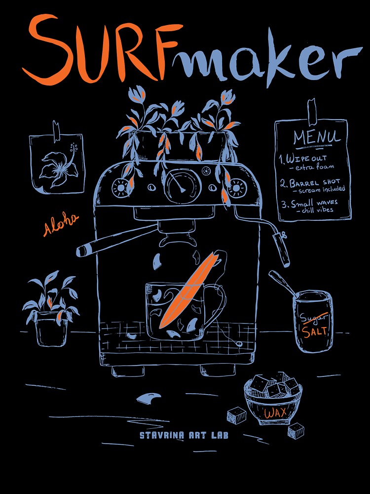Surf Maker Coffee Machine by Stavrina_Art_Lab Unisex , , , Long Sleeve Tee