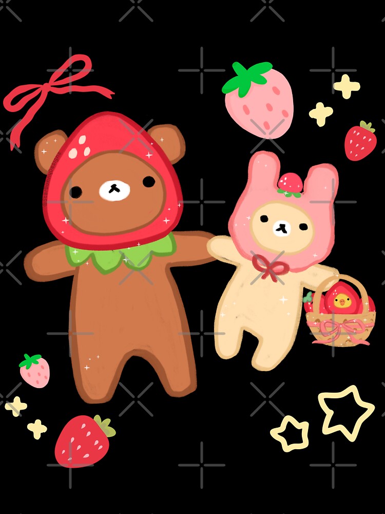 Kawaii Strawberry Bears Pair by starbunnykawaii Unisex , , , Long Sleeve Tee