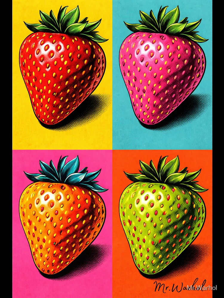 Colorful Pop Art Strawberries – Warhol Inspired Print by Mr.Warhol Unisex , , , Long Sleeve Tee