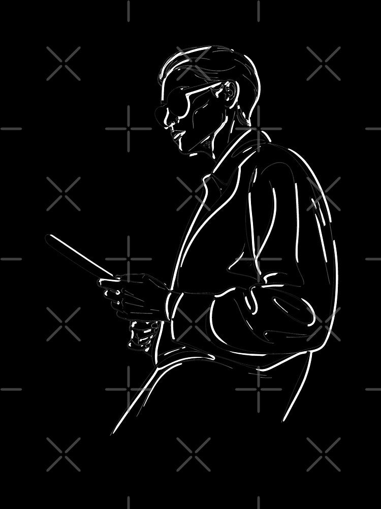 Modern Man with Digital Device by Pikamuu