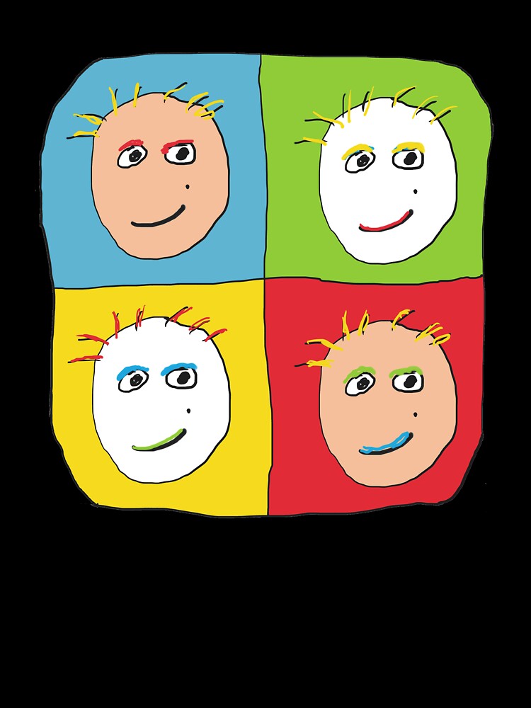 Pop Art Screen Print Faces by Mark-Ewbie Unisex , , , Long Sleeve Tee