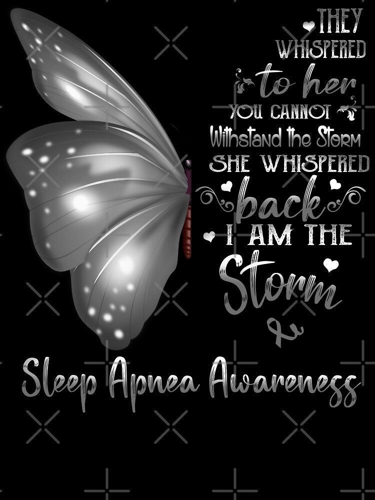 She Whispered Back I Am The Storm Sleep Apnea Awareness Butterfly by frechettee Unisex , , , Long Sleeve Tee