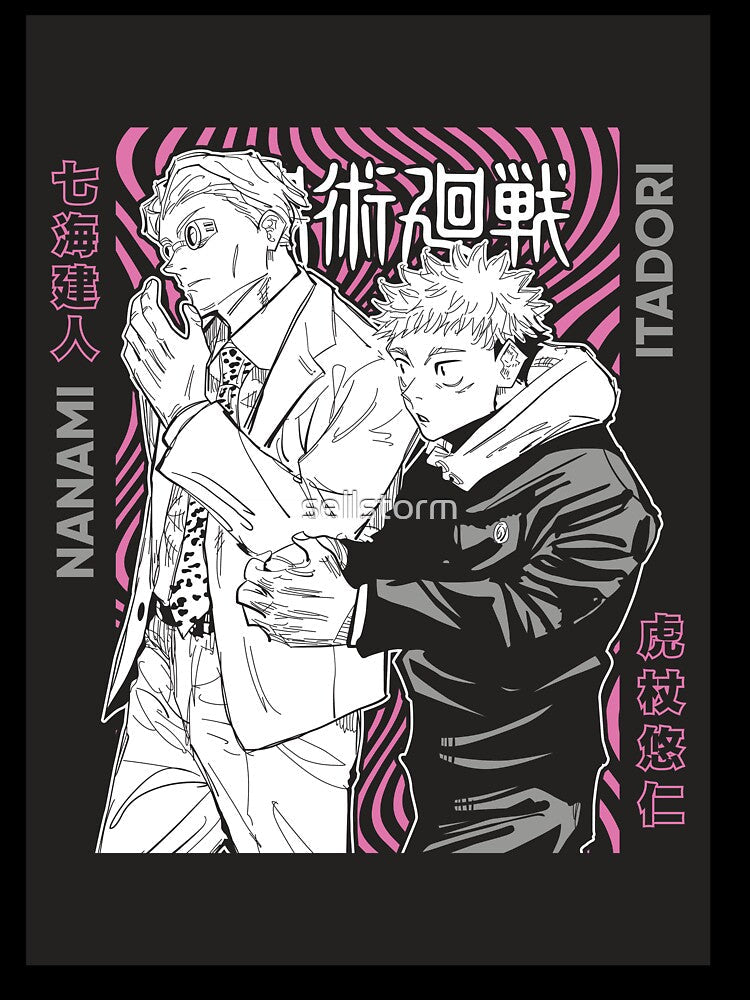 Jujutsu Anime Duo Streetwear Design – Manga Style Graphic Tee by sellstorm Unisex , , , Long Sleeve Tee