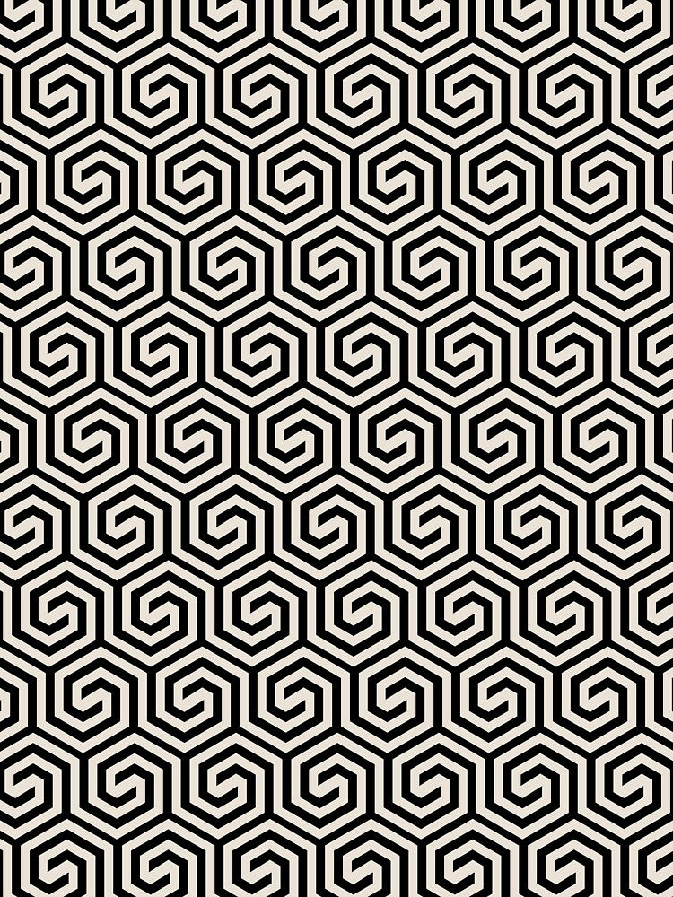 Black and Beige Spiral Tessellation Pattern Pairs DE 2022 Popular Color Crisp Muslin DE6212 by ColorOfTheYears
