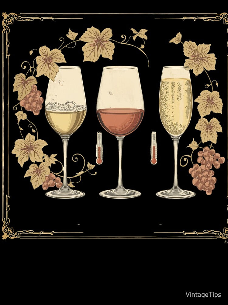 Wine Serving Temperature Guide – Elegant Vintage Illustration by VintageTips Unisex , , , Long Sleeve Tee