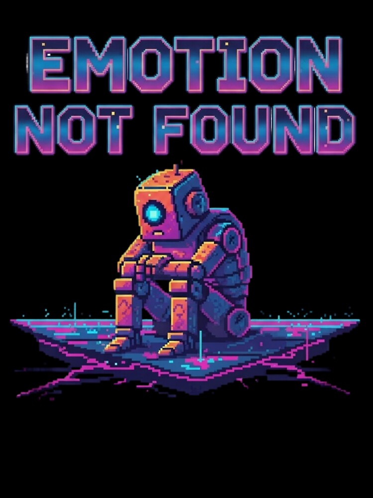 Emotion Not Found Sad Robot Retro Pixel Vaporwave by ChaosNest Unisex , , , Long Sleeve Tee