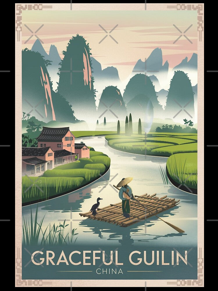 Guilin Vintage Travel Poster by TravelerRat Unisex , , , Long Sleeve Tee