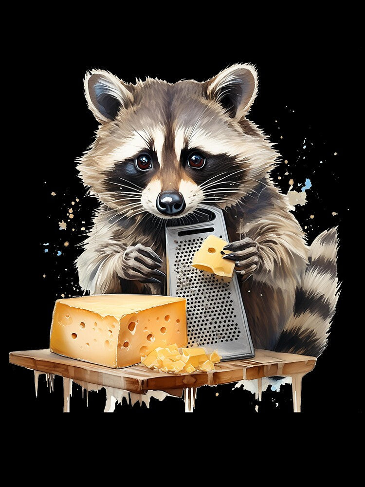 Racoon and cheese grater, funny art, cheese by Eamornia Unisex , , , Long Sleeve Tee