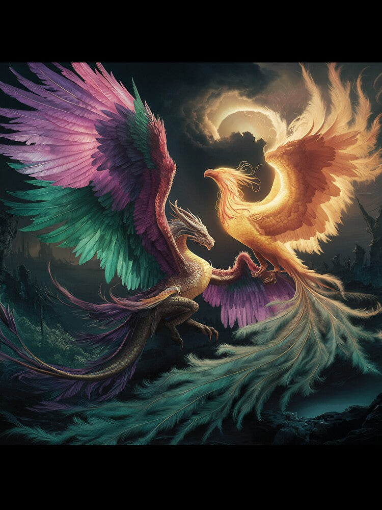 Dragon and Phoenix Art by MyHeartNSoulArt Unisex , , , Long Sleeve Tee
