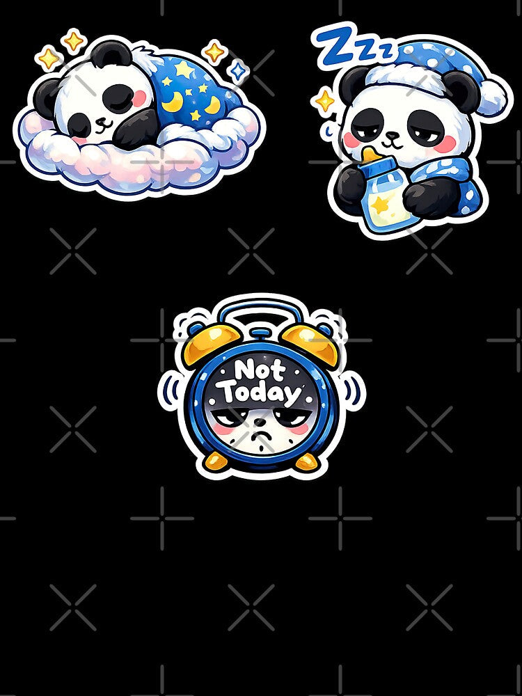 Cute Kawaii Panda Set, Cute Kawaii Sleeping Panda by graphic-genie Unisex , , , Long Sleeve Tee