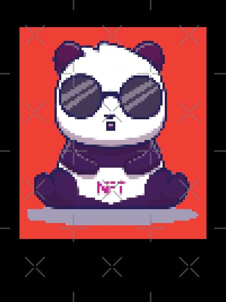 NFT Pixel Panda Art - NFT Crypto art by cruzzcreation Unisex , , , Long Sleeve Tee