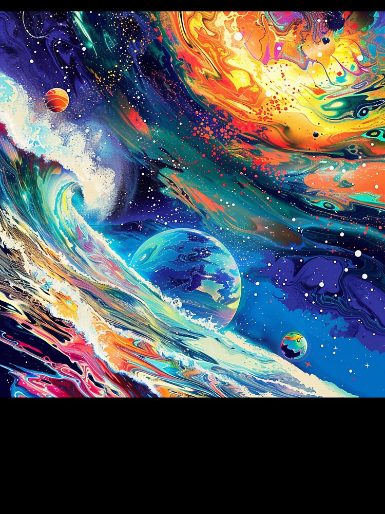 Ocean Planet Retro Pop Art 4 by AstroRisq Unisex , , , Long Sleeve Tee