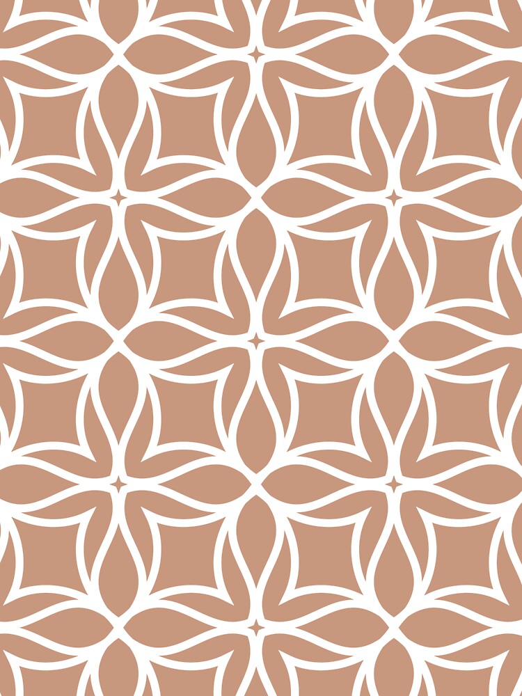 Tan and White Line Art Flower Petal Pattern Pairs DE 2022 Popular Color Chinook Salmon DET456 by ColorOfTheYears