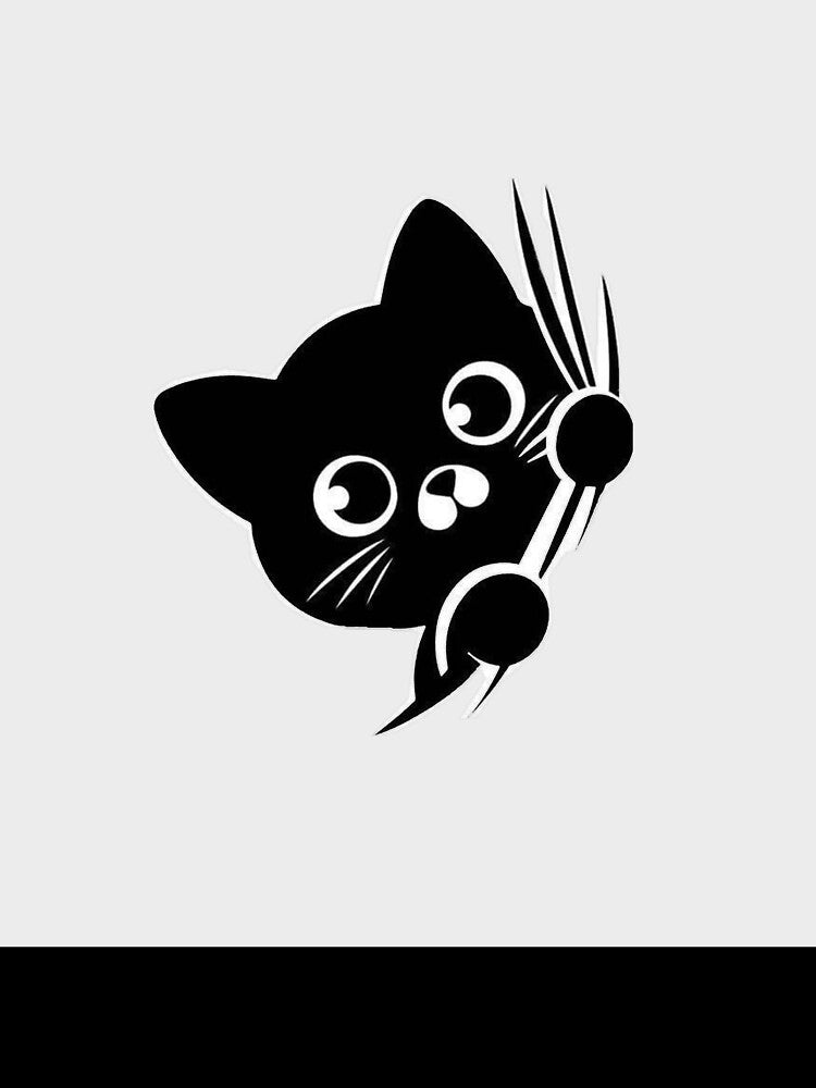 Peeking Black Cat Scratching Design – Cute Minimalist by Josinta