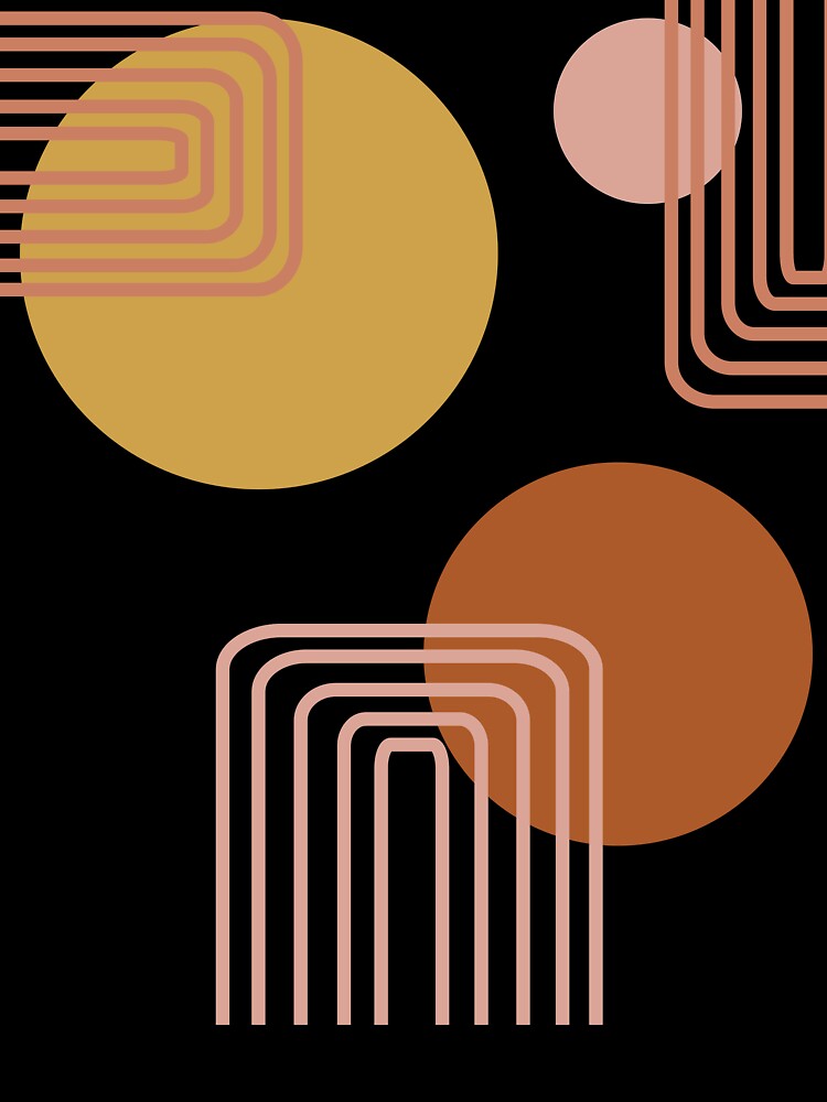 Mid Century Modern Shapes and Lines in Desert Terracotta and Mustard Yellow by JuneJournal