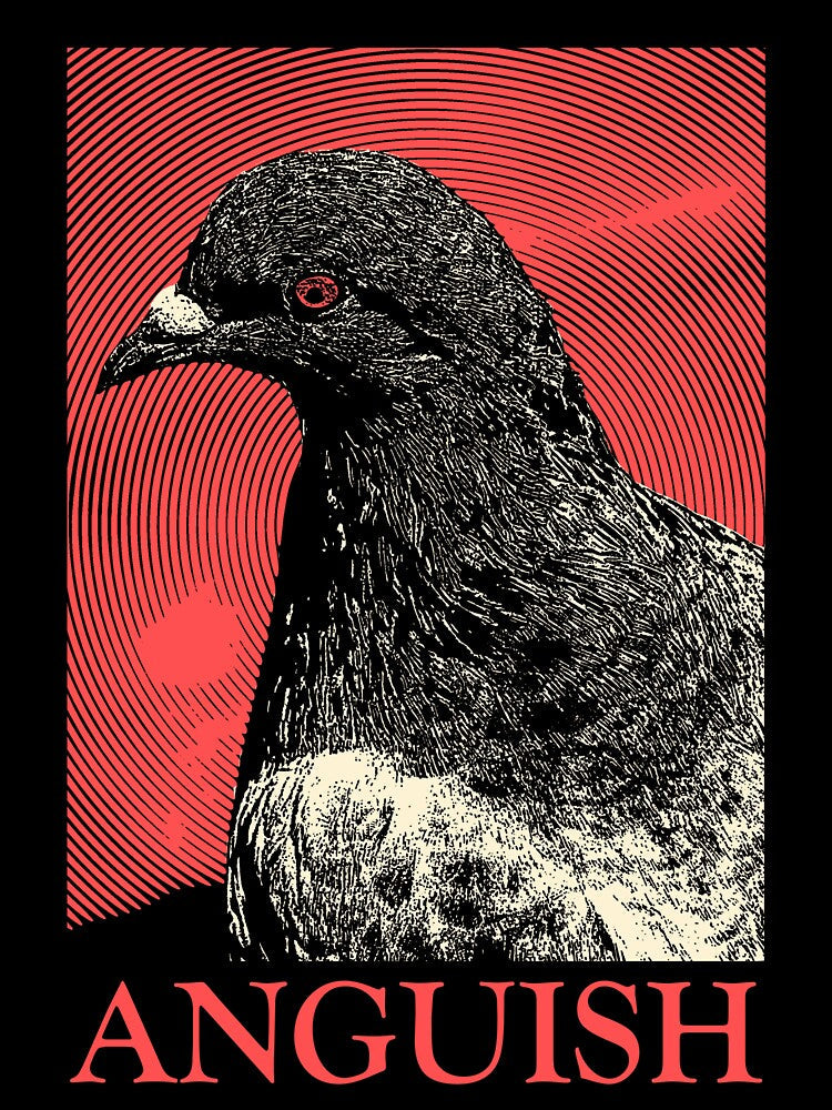 Anguish Pigeon by VintageMedatsu Unisex , , , Long Sleeve Tee